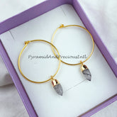 Black Rutile Earring, Pencil Earring, Gold Electroplated Earring, Gemstone Earring, Handmade Earring